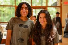 Senior Asha Caruthers and sophomore Elisa Muñoz attend the annual spiritual retreat.
